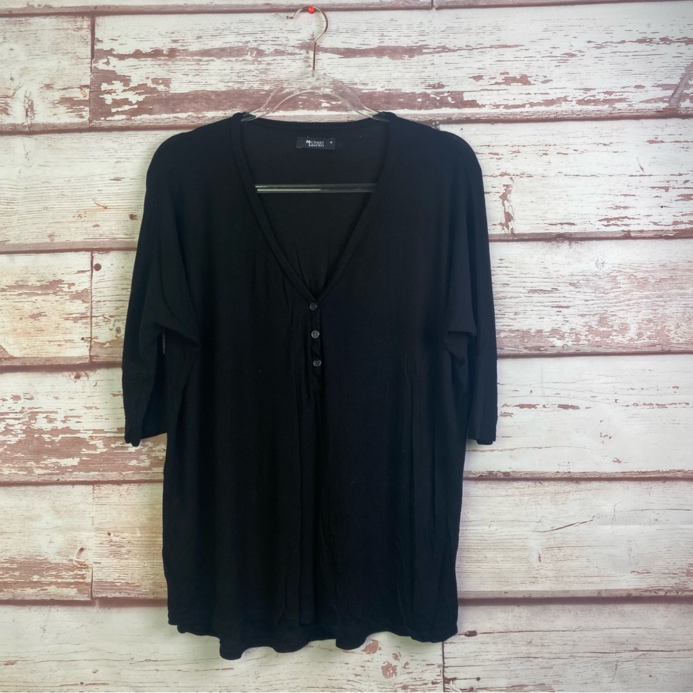 Michael, Lauren AMOS OVERSIZED V-NECK HENLEY